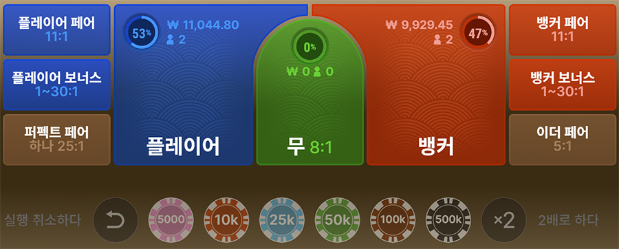 인슈어런스 바카라 베팅 옵션