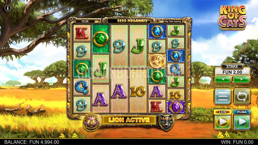 킹 오브 캣츠 메가웨이즈 슬롯 게임 화면
